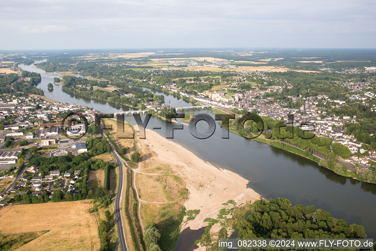 Bird's eye view of Amboise in the state Indre et Loire, France