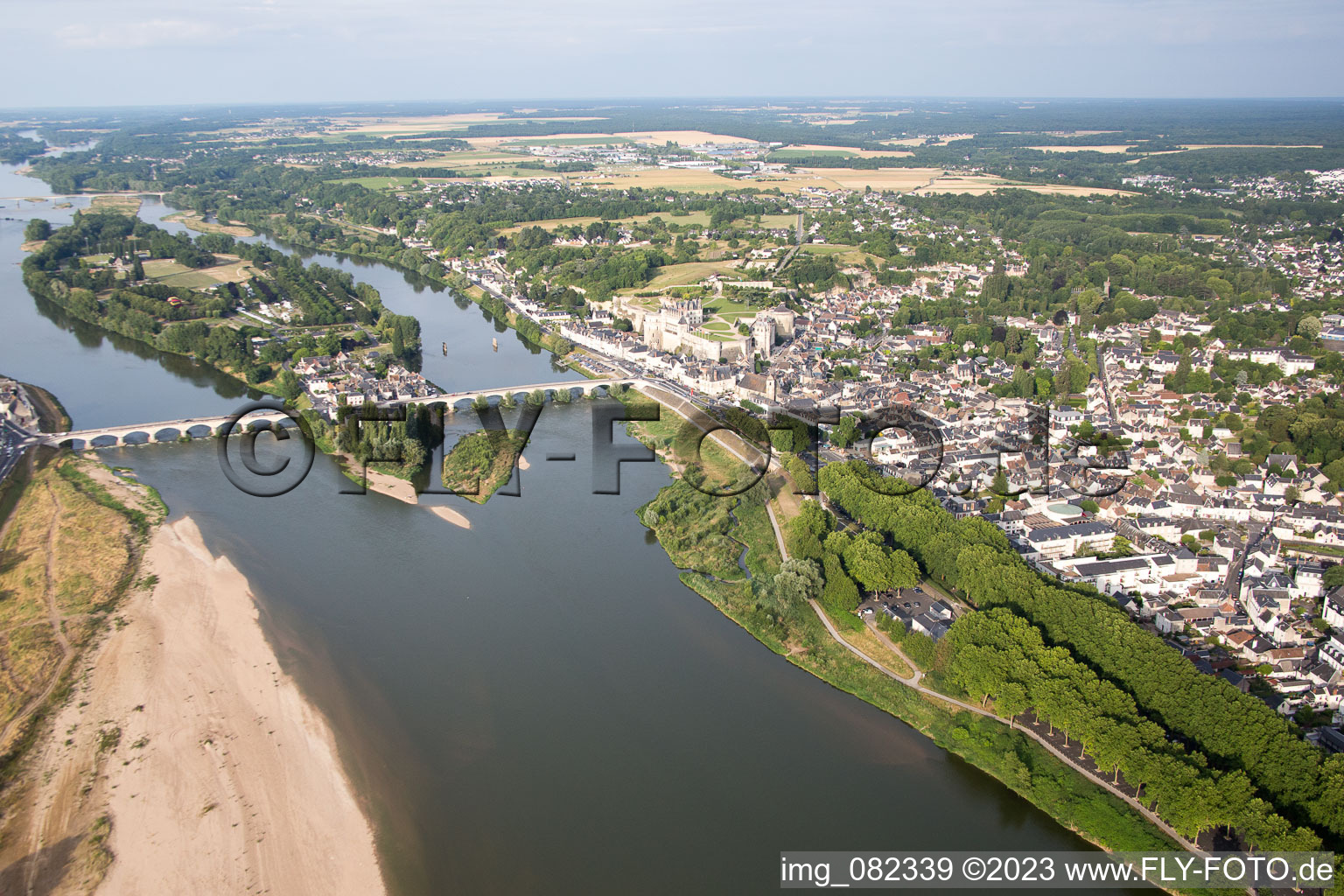 Amboise in the state Indre et Loire, France viewn from the air