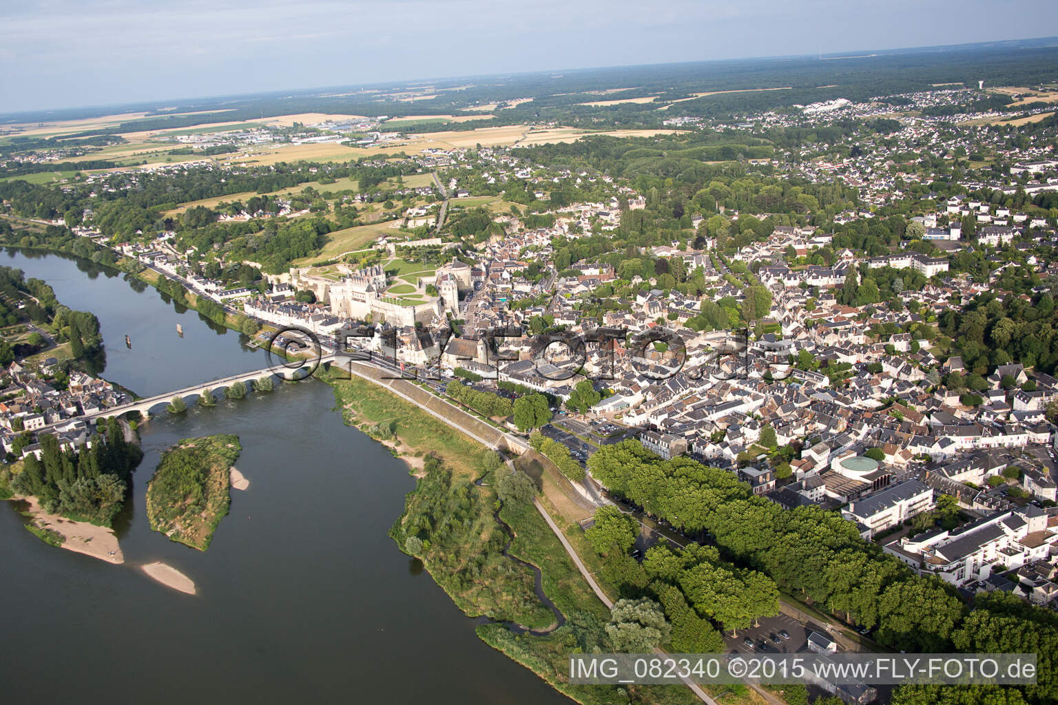 Drone recording of Amboise in the state Indre et Loire, France