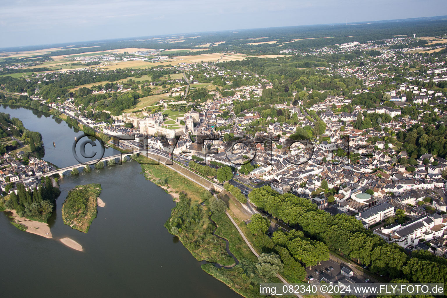 Drone recording of Amboise in the state Indre et Loire, France