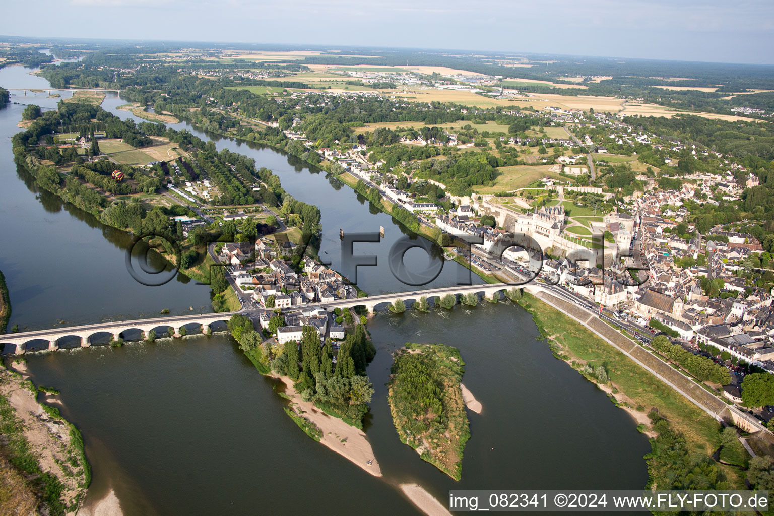 Aerial photograpy of District Nord-Nord Est in Amboise in the state Indre et Loire, France