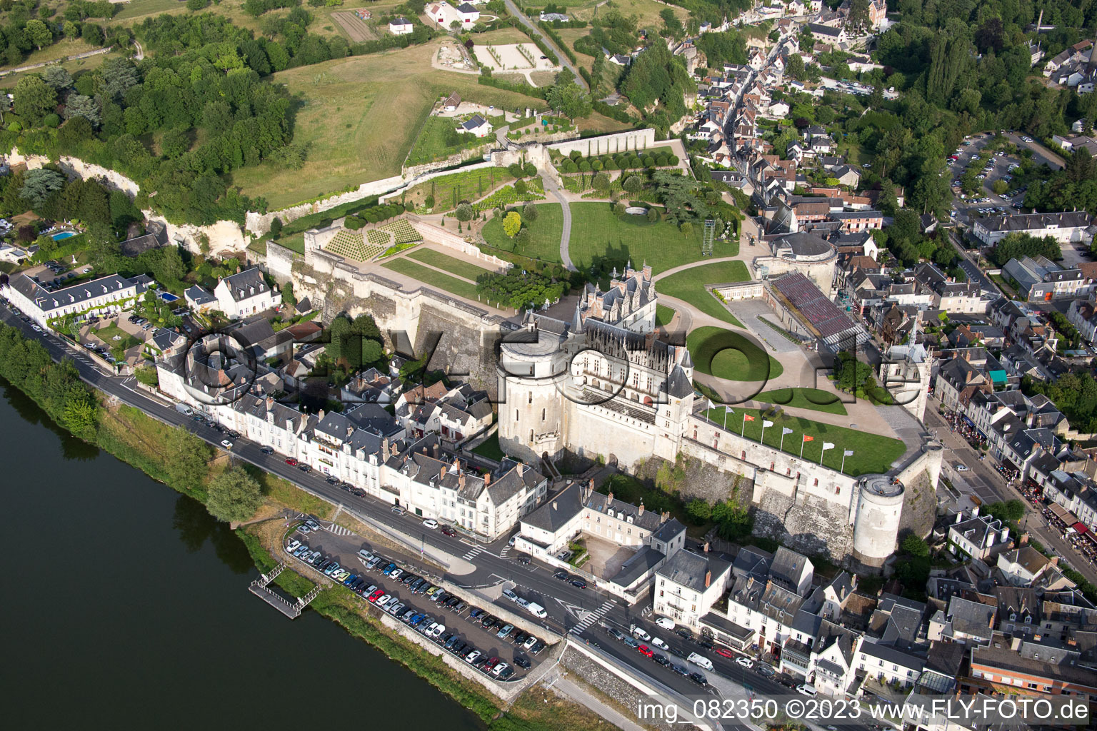 Amboise in the state Indre et Loire, France viewn from the air