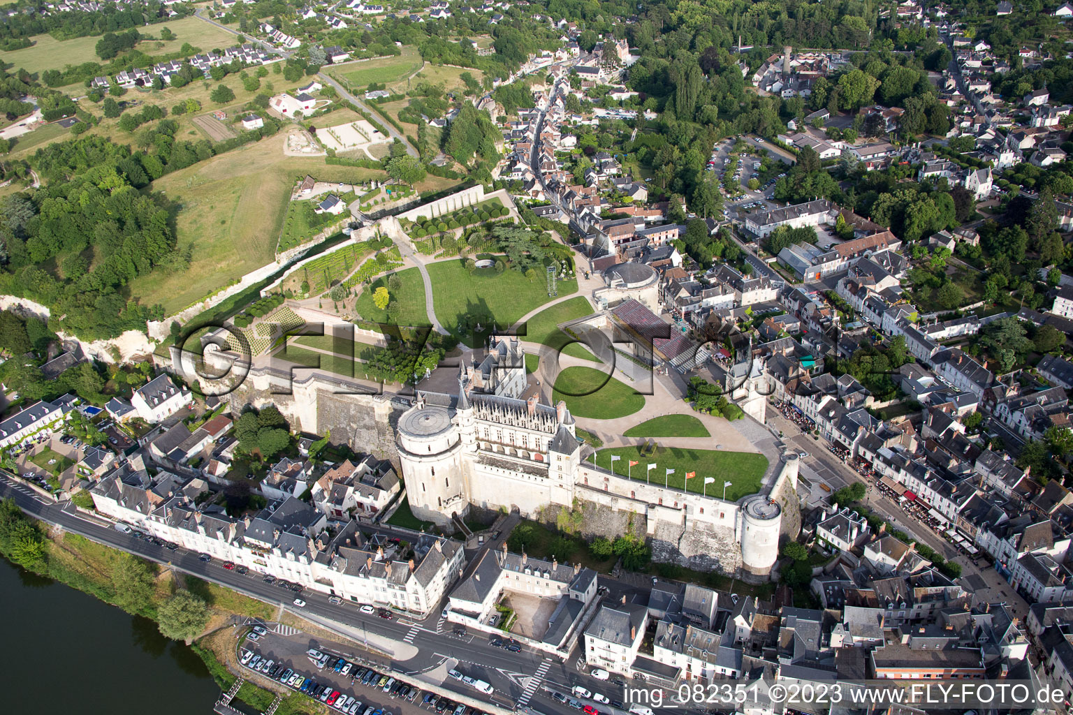 Drone recording of Amboise in the state Indre et Loire, France