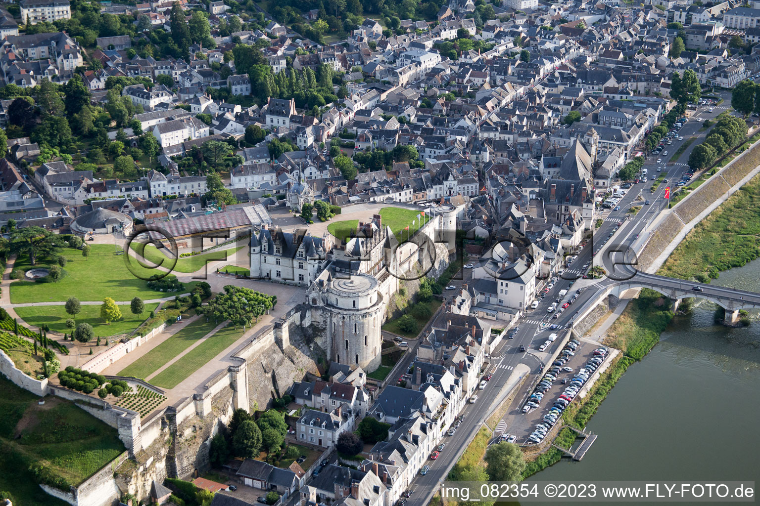 Amboise in the state Indre et Loire, France from the drone perspective