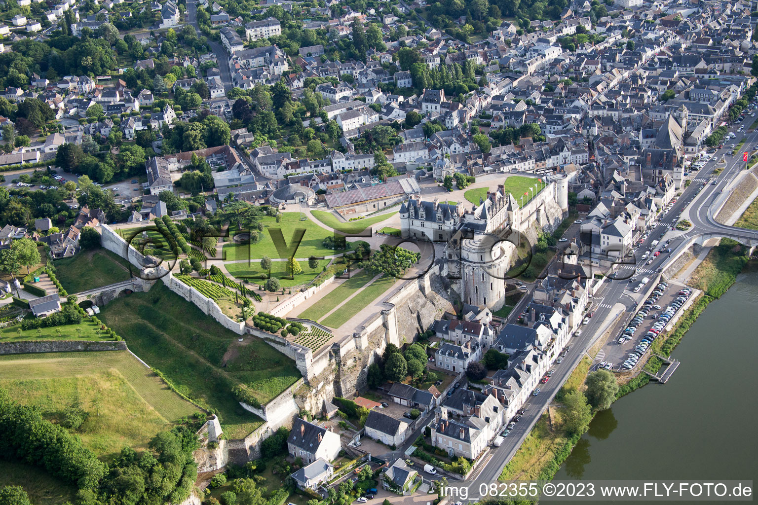 Amboise in the state Indre et Loire, France from a drone