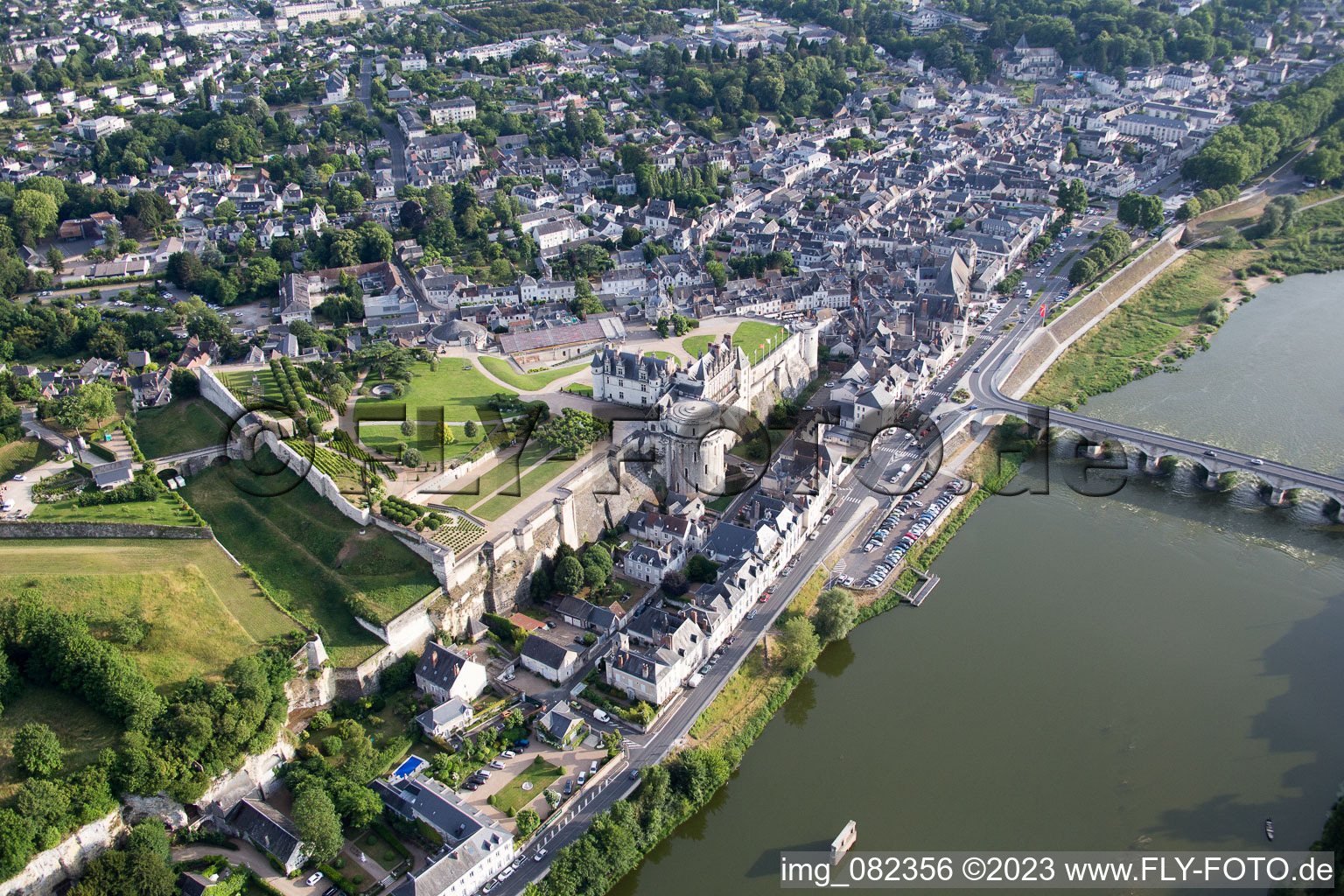 Amboise in the state Indre et Loire, France seen from a drone