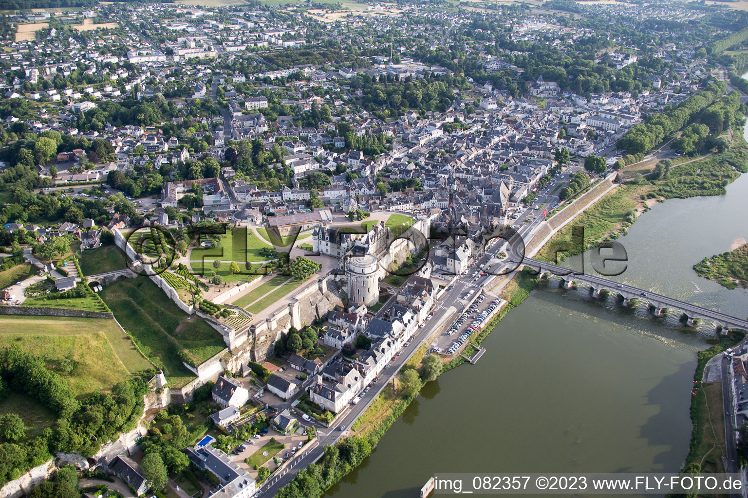 Aerial view of Amboise in the state Indre et Loire, France