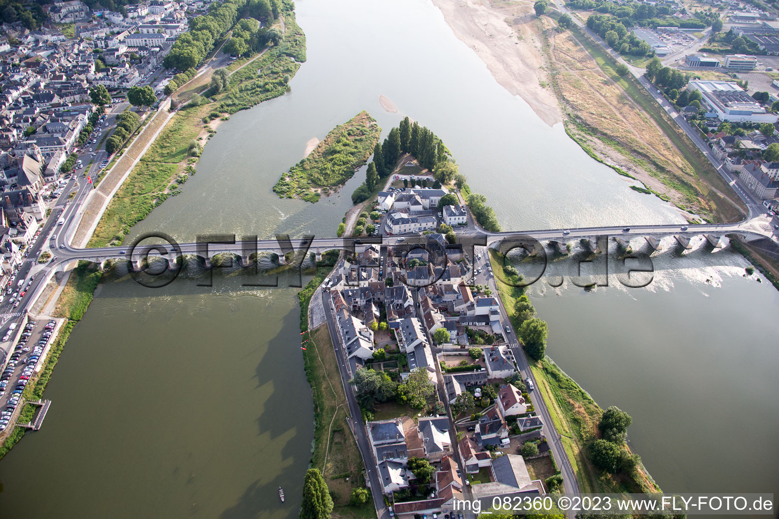 Oblique view of Amboise in the state Indre et Loire, France