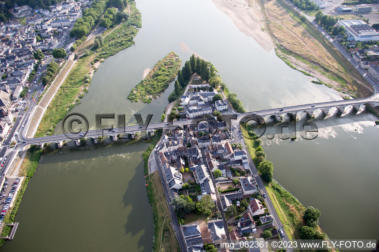 Amboise in the state Indre et Loire, France from above