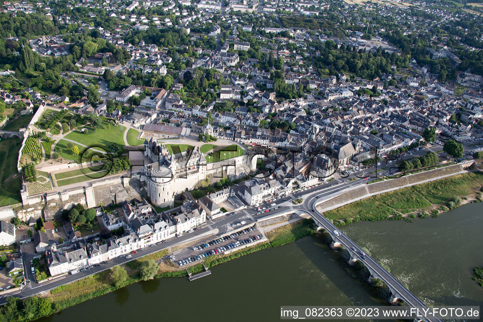 Amboise in the state Indre et Loire, France seen from above