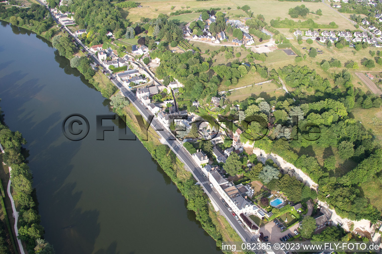 Amboise in the state Indre et Loire, France from the plane