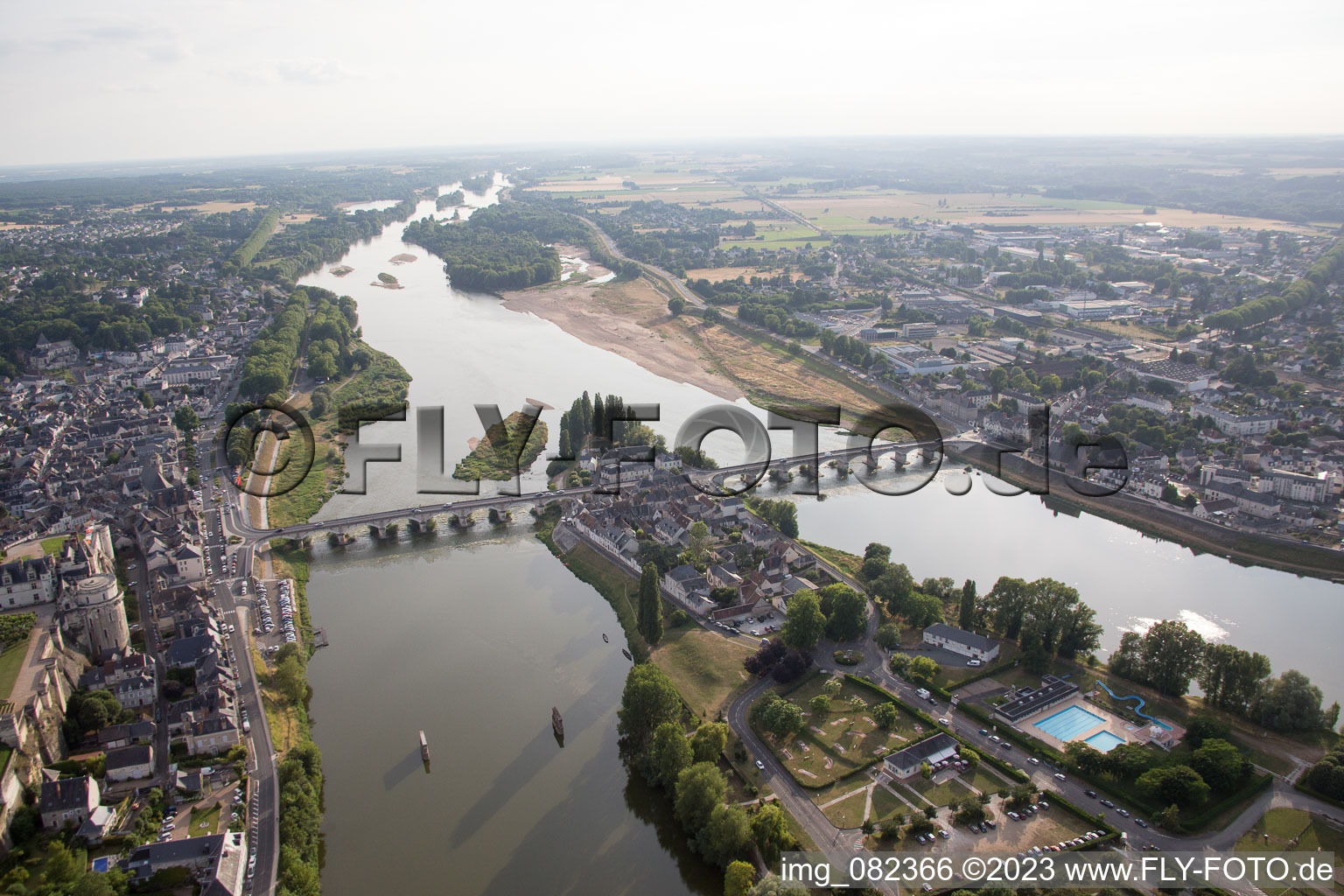 Bird's eye view of Amboise in the state Indre et Loire, France