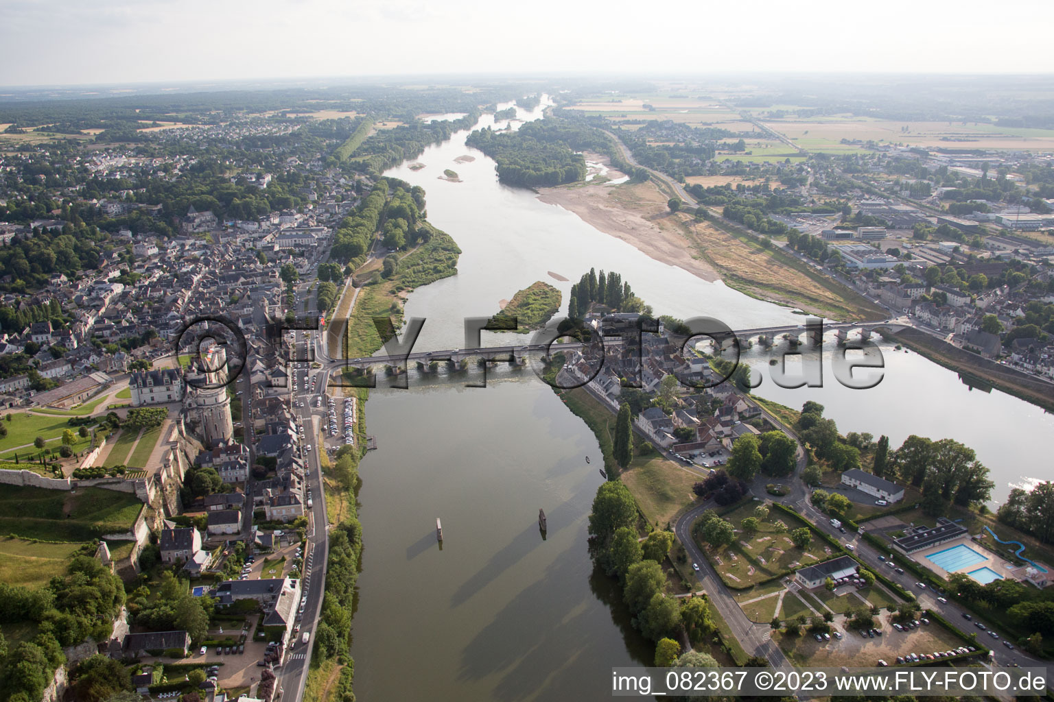 Amboise in the state Indre et Loire, France viewn from the air