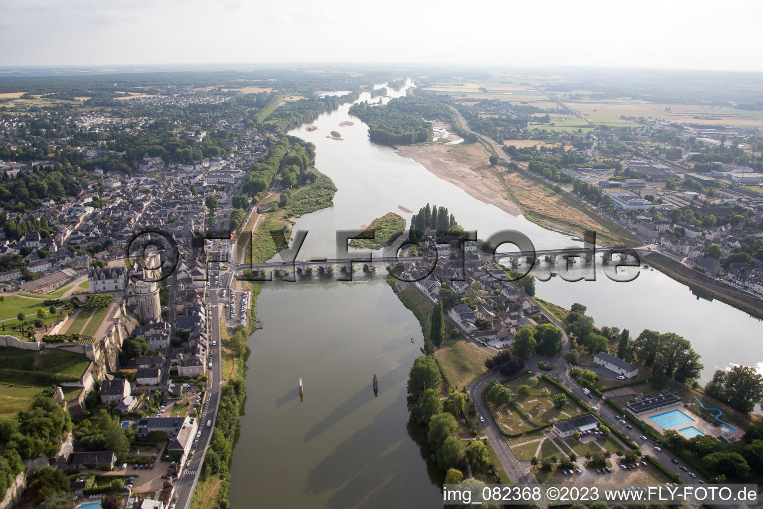 Drone recording of Amboise in the state Indre et Loire, France