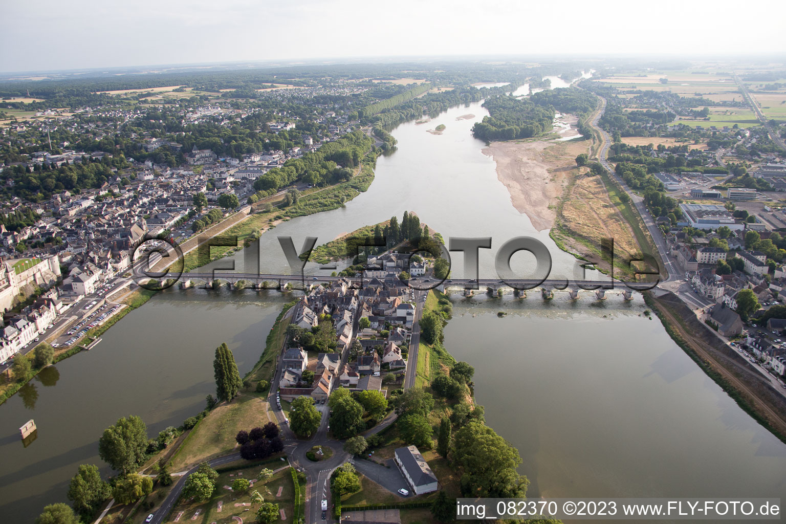 Amboise in the state Indre et Loire, France from the drone perspective