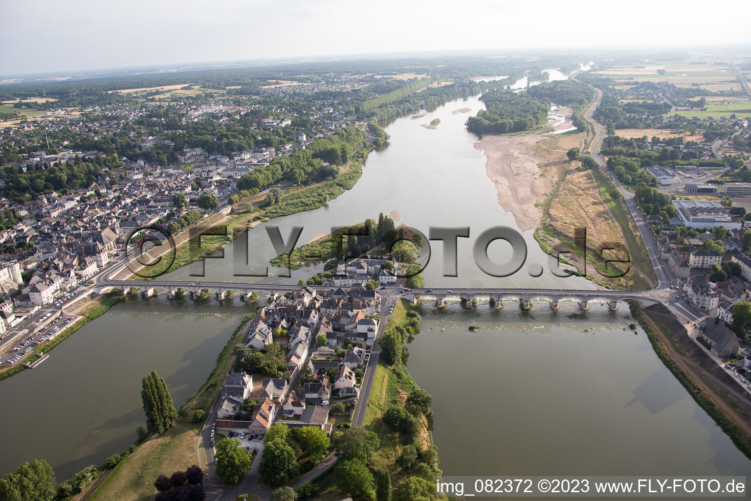 Amboise in the state Indre et Loire, France from a drone