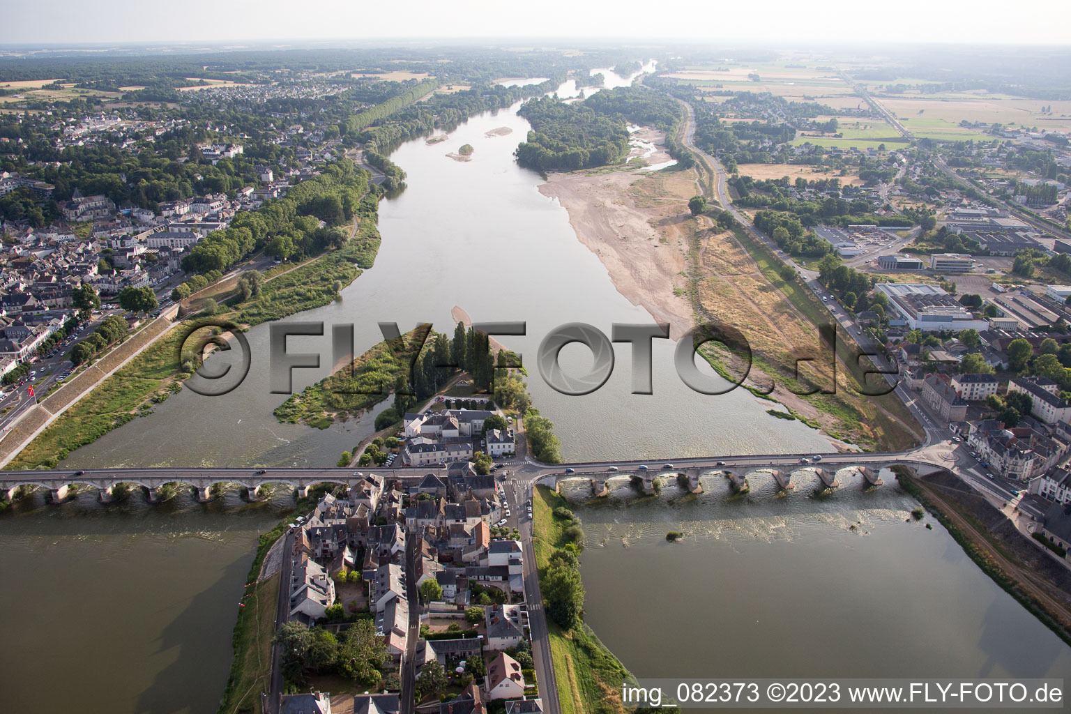 Amboise in the state Indre et Loire, France seen from a drone