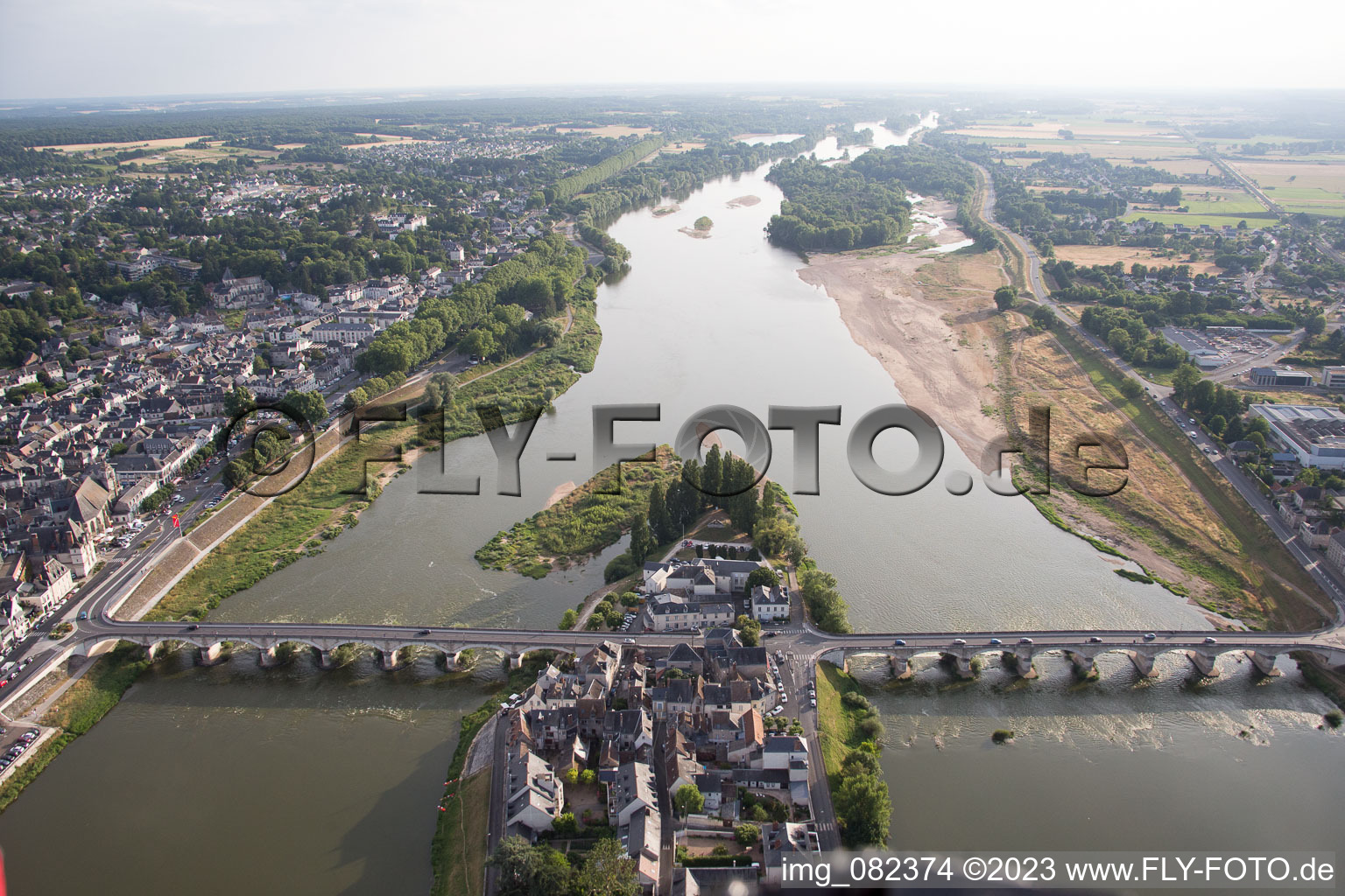 Aerial view of Amboise in the state Indre et Loire, France