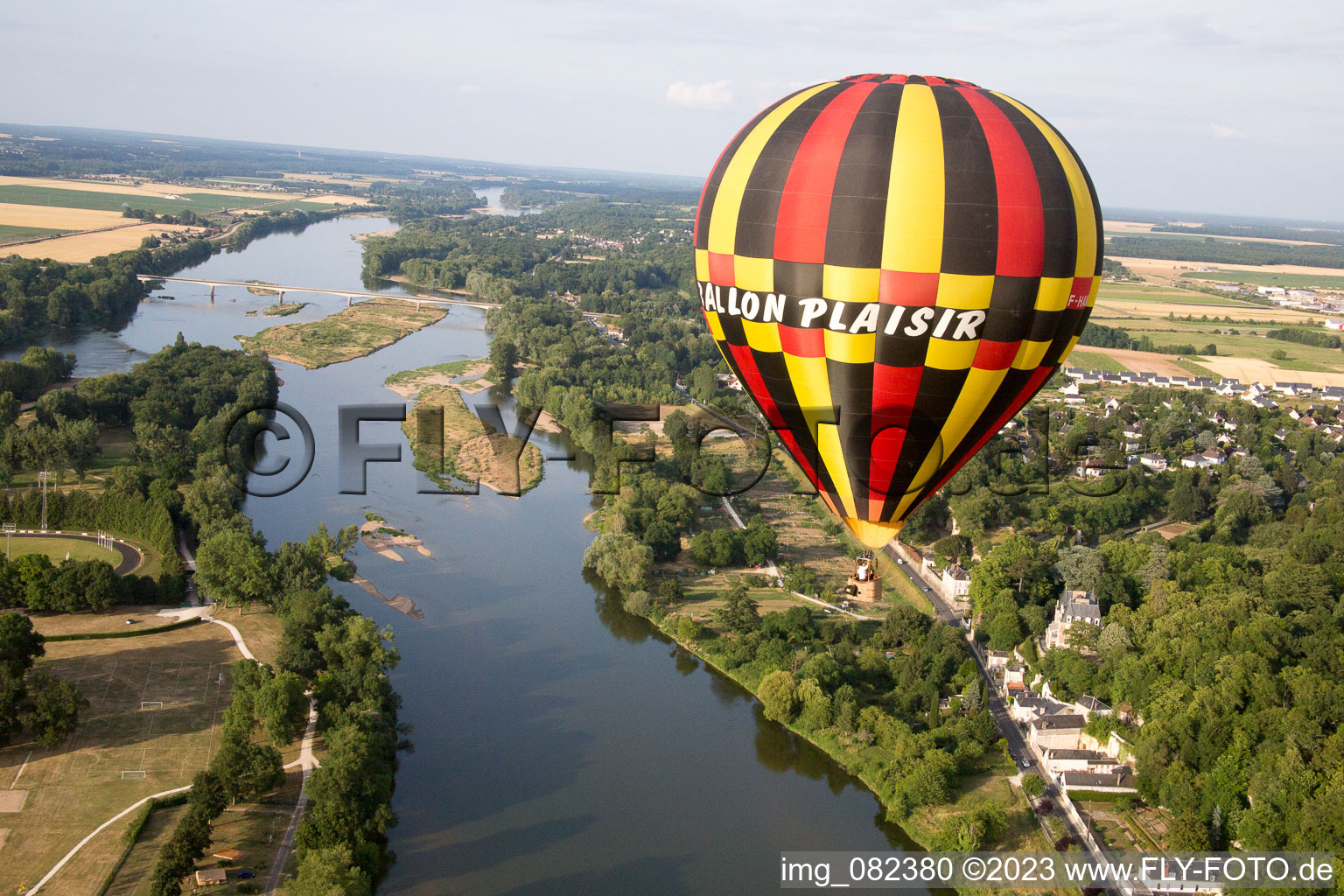 Amboise in the state Indre et Loire, France from the plane