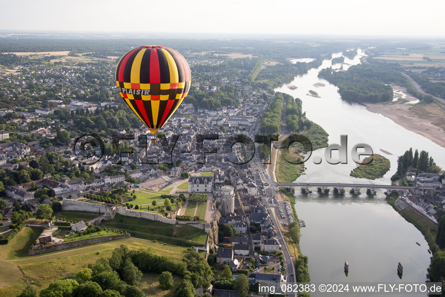 Drone recording of Amboise in the state Indre et Loire, France