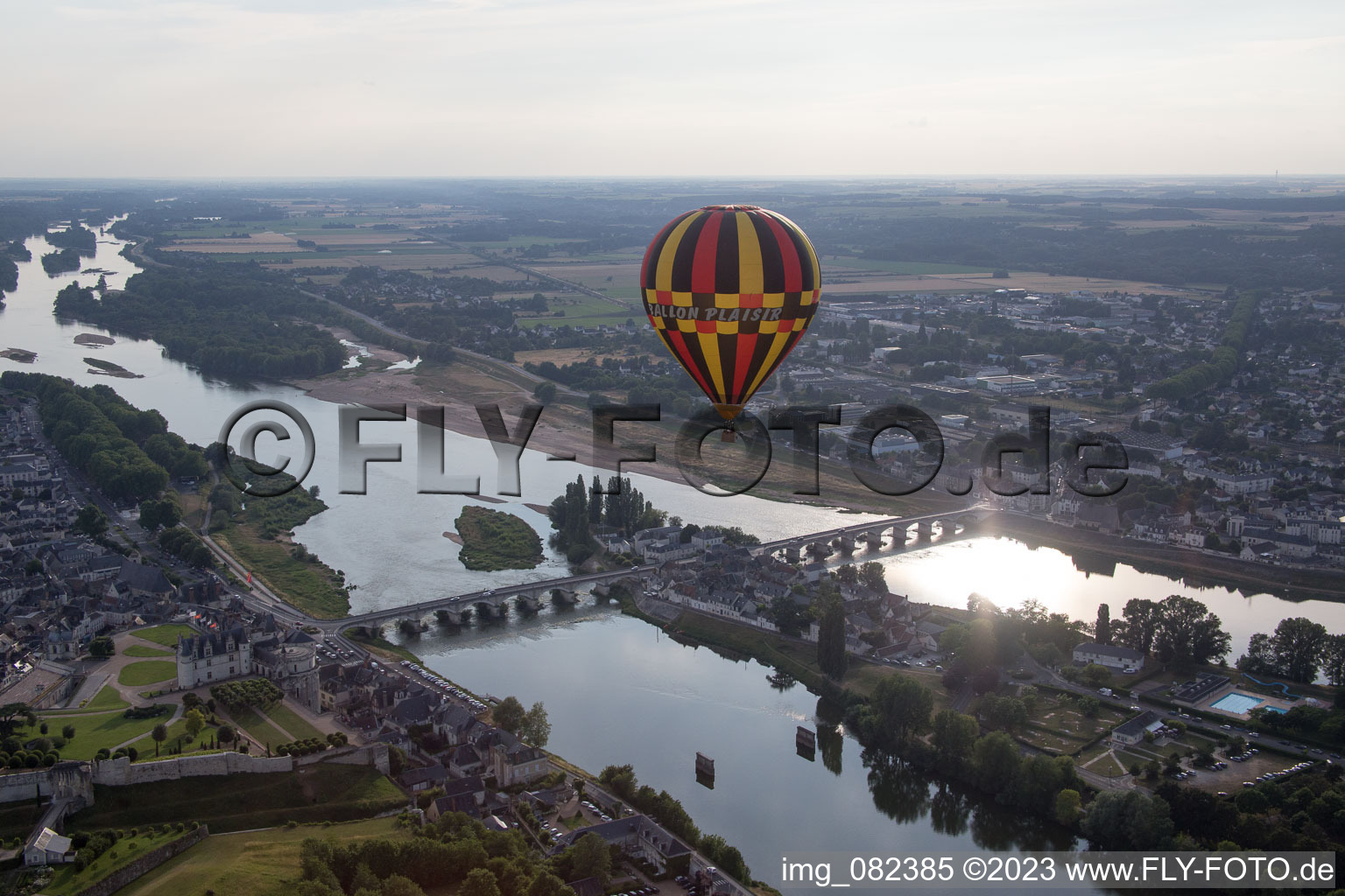 Amboise in the state Indre et Loire, France from the drone perspective