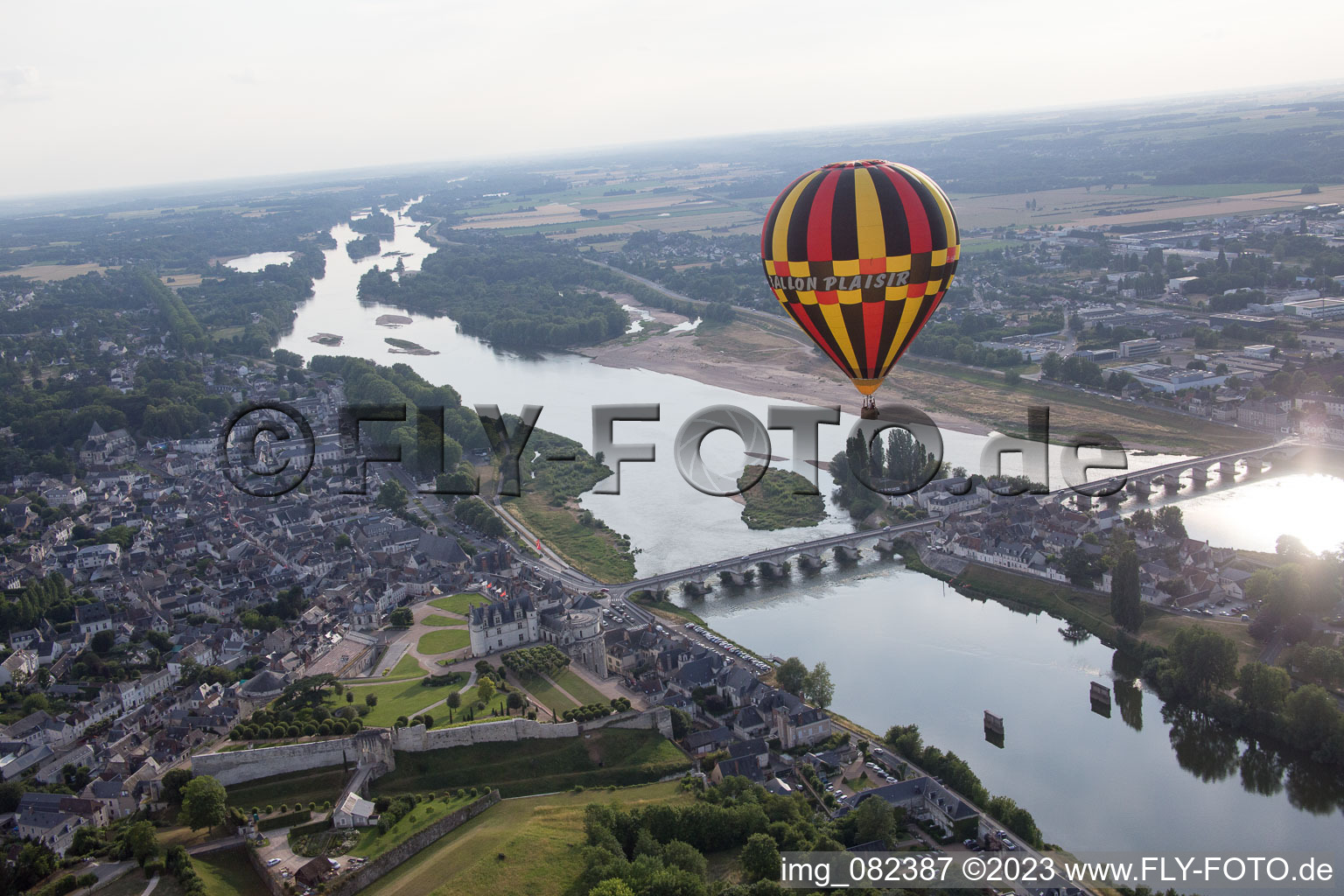 Amboise in the state Indre et Loire, France from the plane