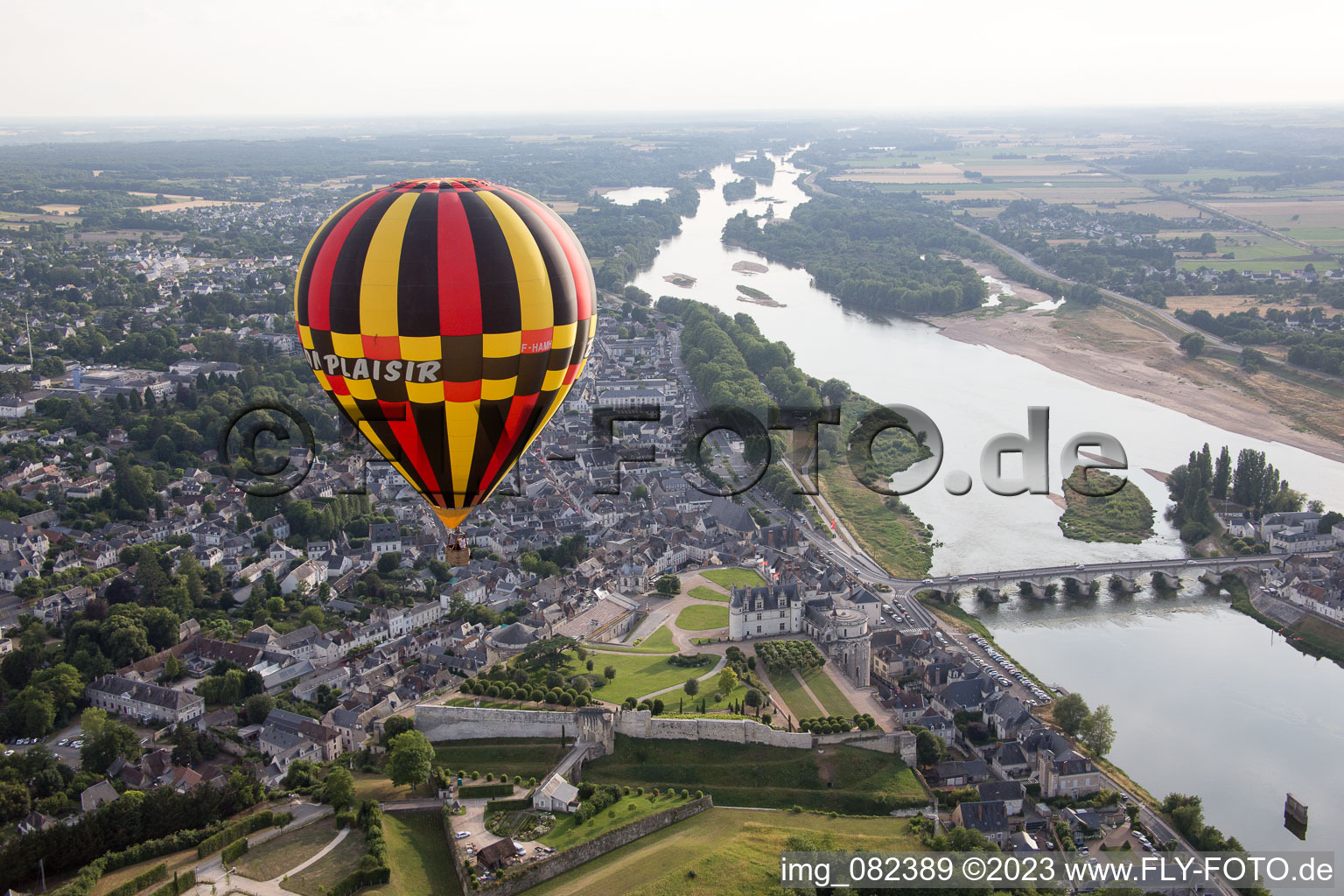 Amboise in the state Indre et Loire, France seen from a drone