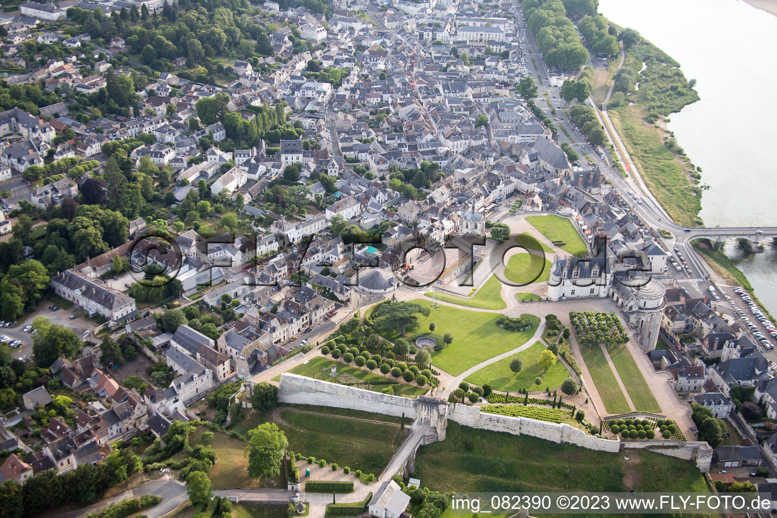 Aerial view of Amboise in the state Indre et Loire, France