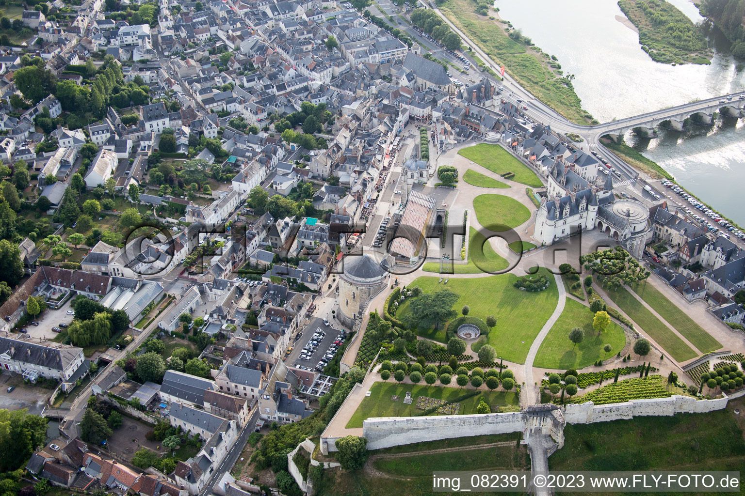 Aerial photograpy of Amboise in the state Indre et Loire, France