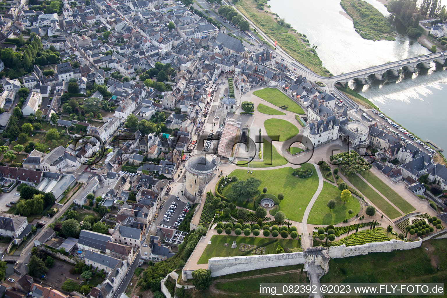 Oblique view of Amboise in the state Indre et Loire, France