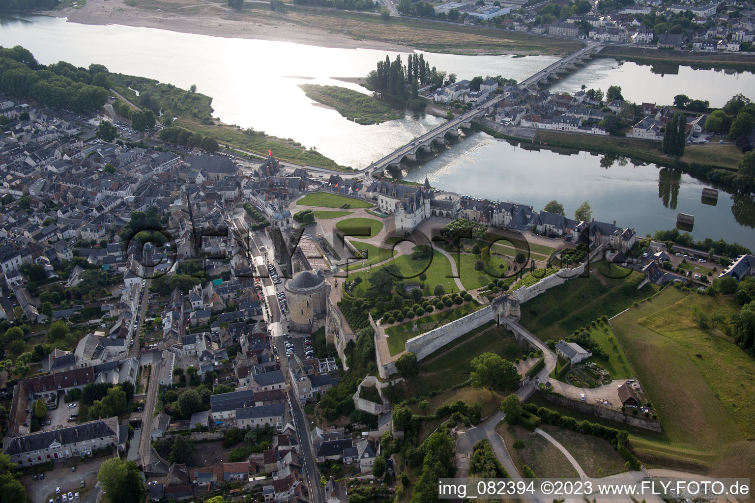 Amboise in the state Indre et Loire, France from above