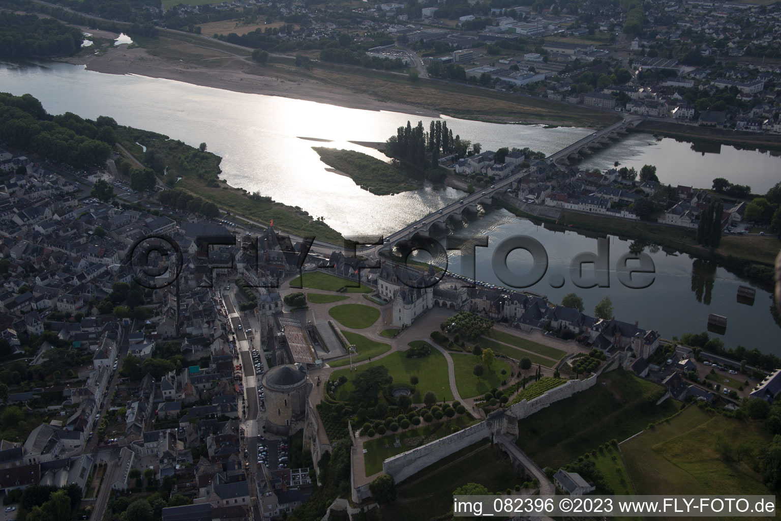 Amboise in the state Indre et Loire, France seen from a drone