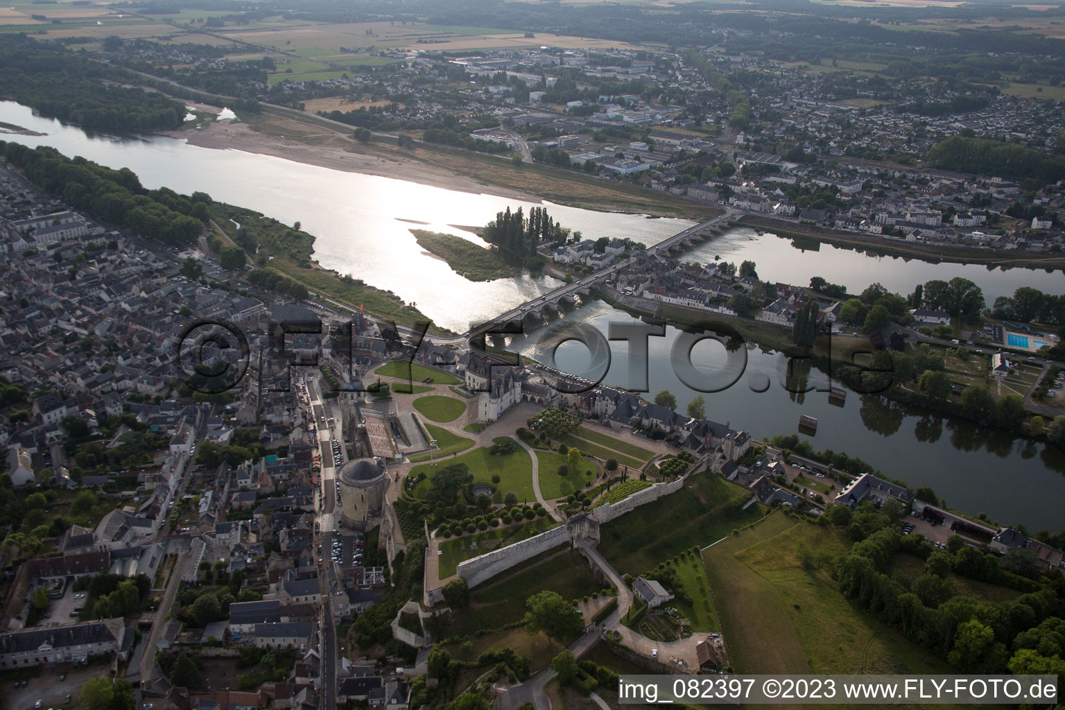 Amboise in the state Indre et Loire, France from the plane