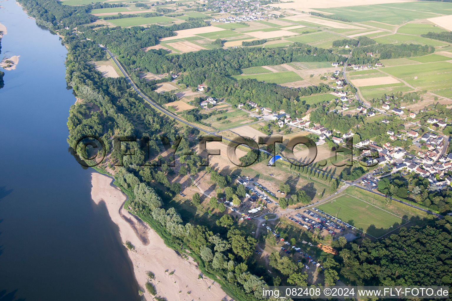 Aerial view of Chargé in the state Indre et Loire, France