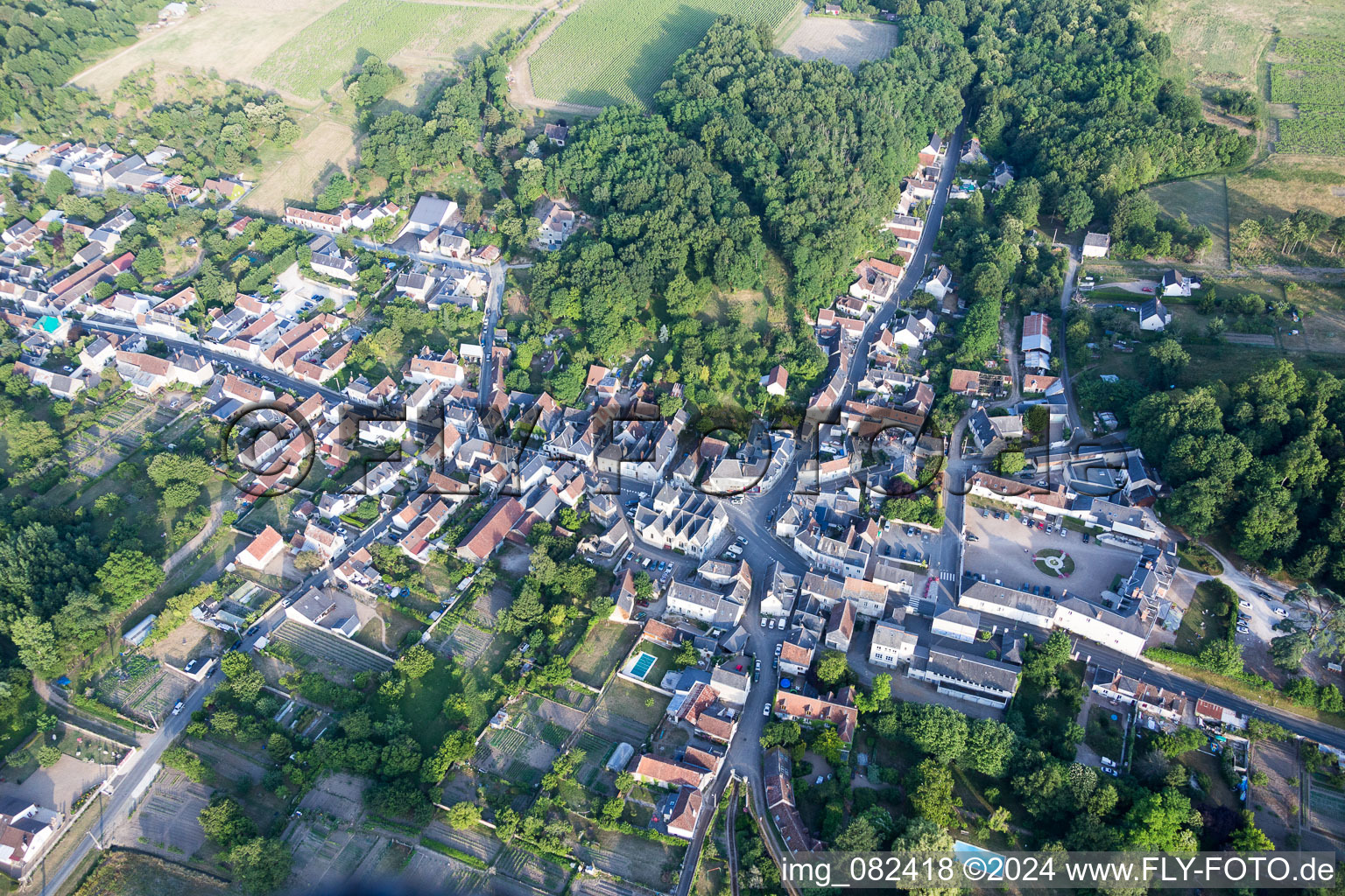 Town View of the streets and houses of the residential areas in Mosnes in Centre-Val de Loire, France