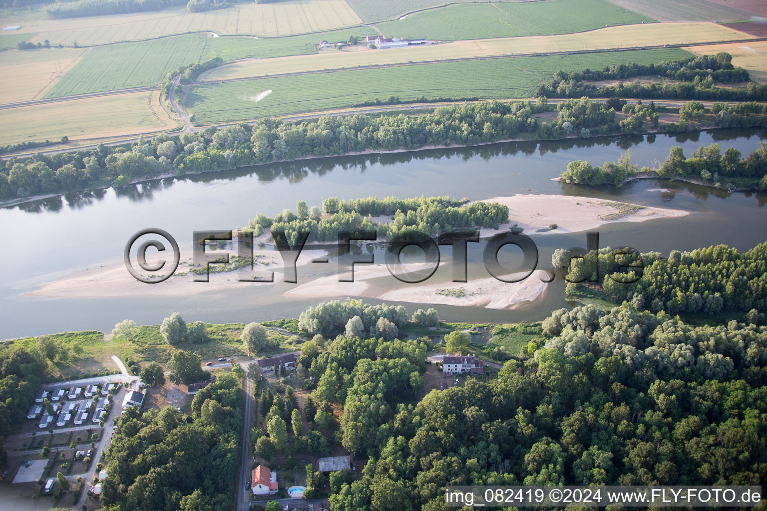 Aerial view of Mosnes in the state Indre et Loire, France