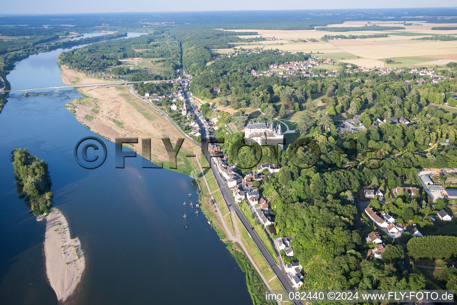 Bird's eye view of Chaumont-sur-Loire in the state Loir et Cher, France