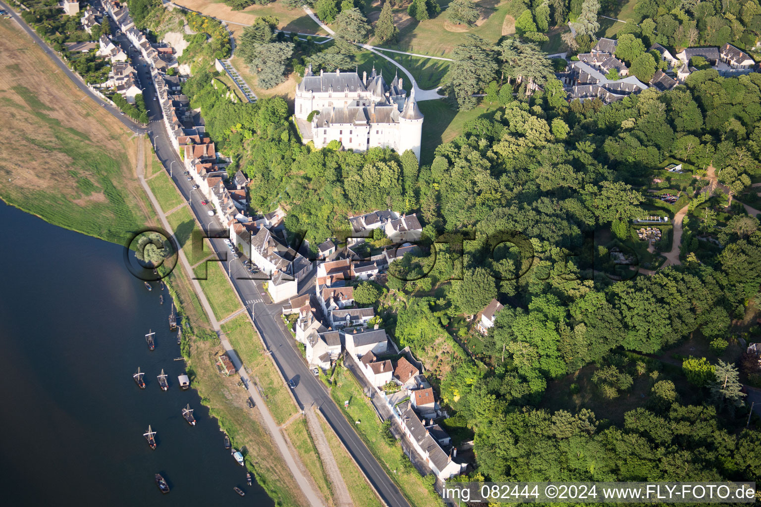 Drone recording of Chaumont-sur-Loire in the state Loir et Cher, France