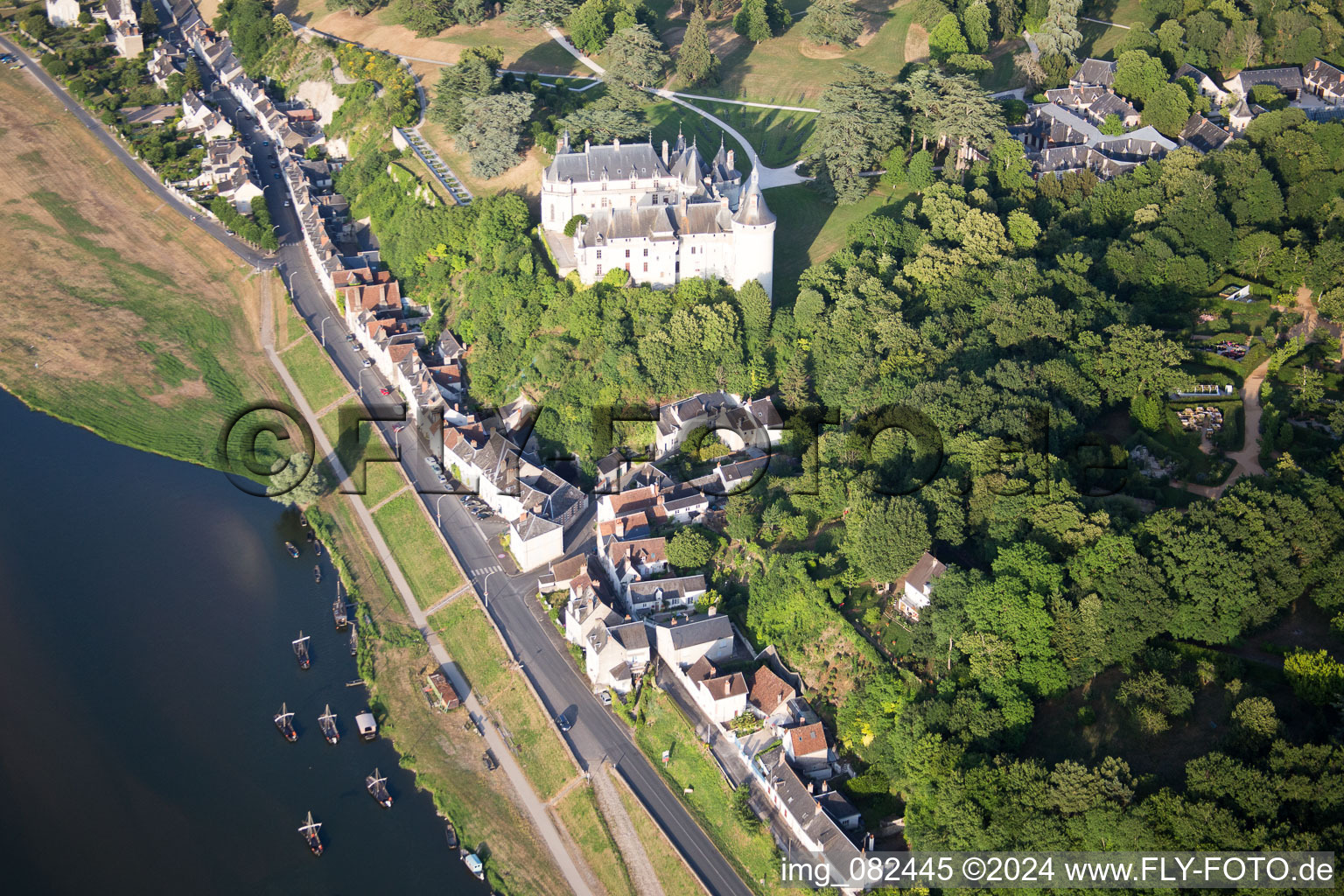 Castle of Schloss Chaumont in Chaumont-sur-Loire in Centre-Val de Loire, France from above