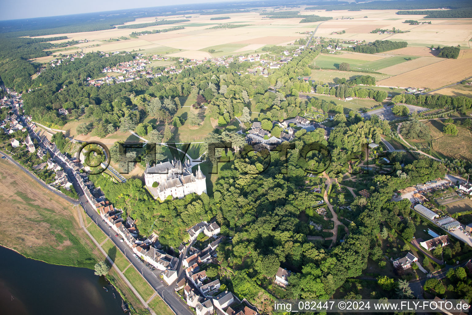 Chaumont-sur-Loire in the state Loir et Cher, France from the drone perspective