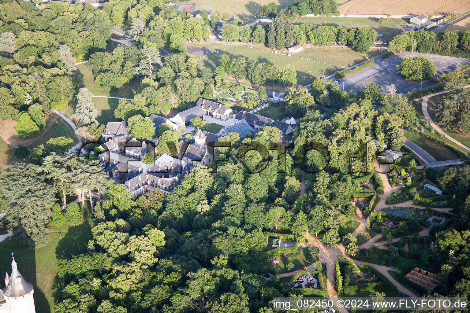 Chaumont-sur-Loire in the state Loir et Cher, France seen from a drone