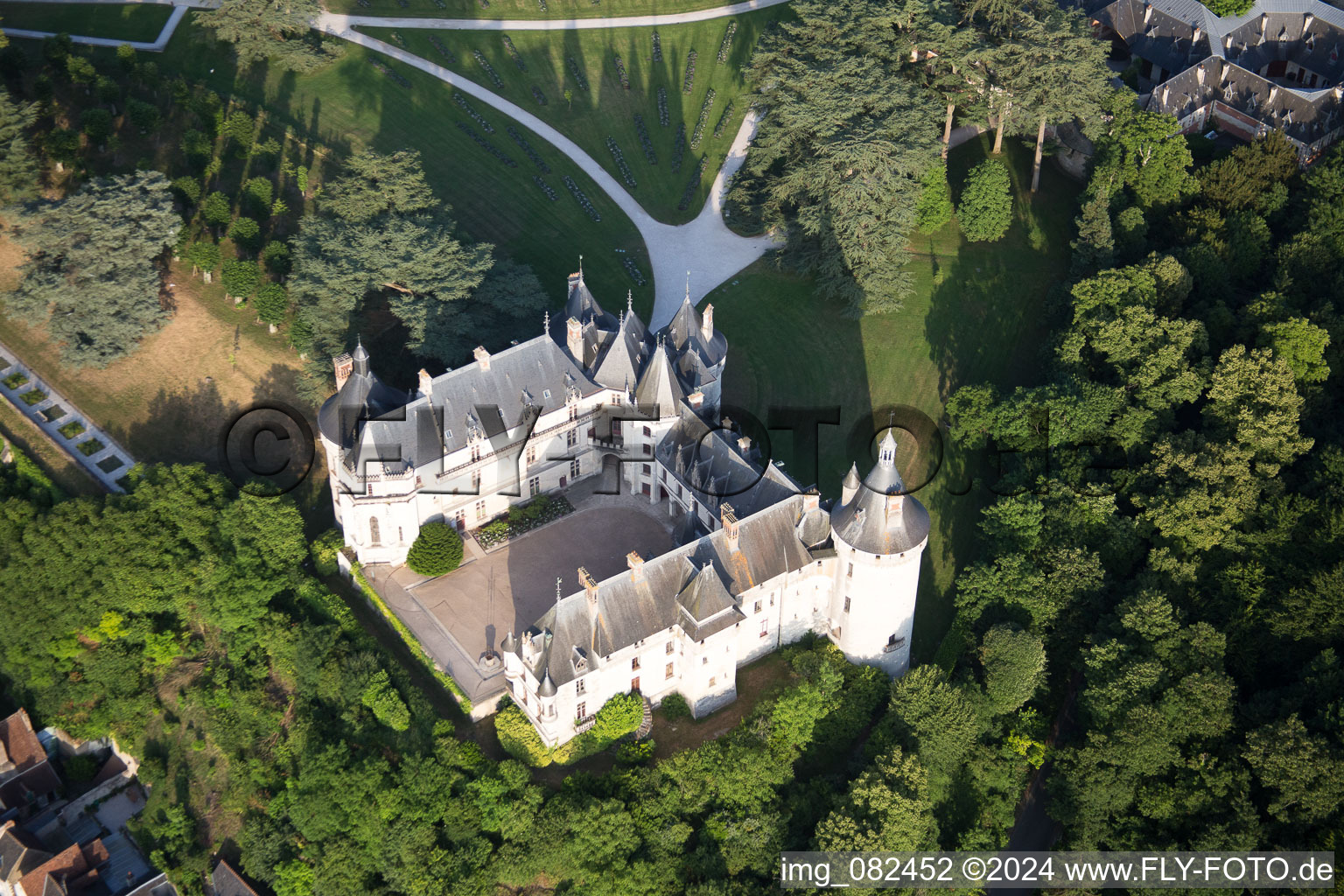 Castle of Schloss Chaumont in Chaumont-sur-Loire in Centre-Val de Loire, France out of the air