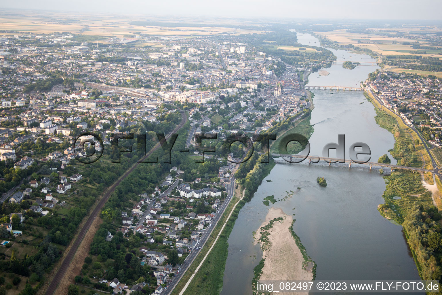 Blois in the state Loir et Cher, France from the plane