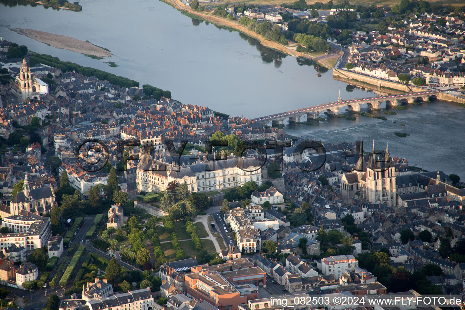 Blois in the state Loir et Cher, France from the drone perspective