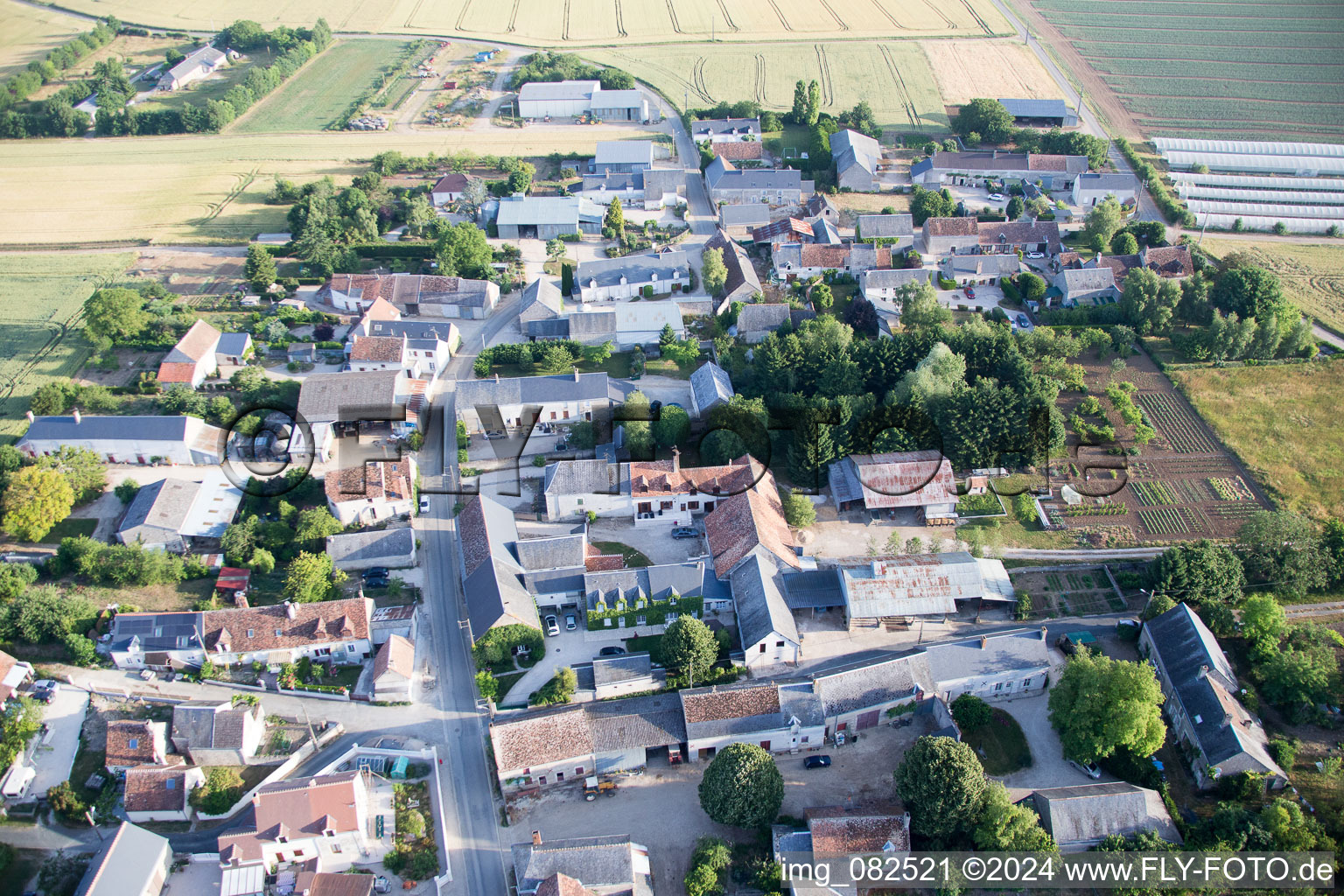 Aerial view of La Chapelle-Saint-Martin-en-Plaine in the state Loir et Cher, France