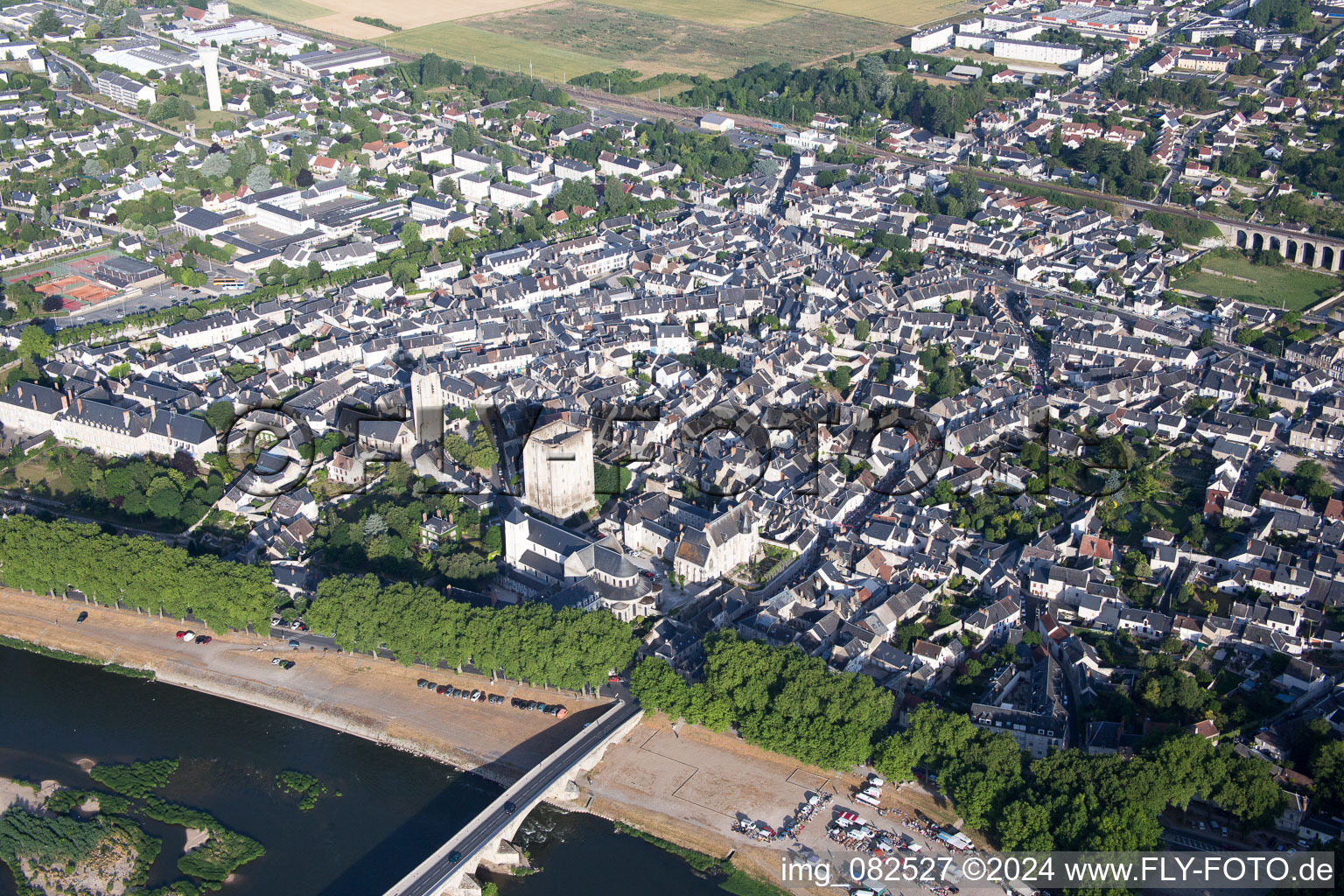 Aerial view of Beaugency in the state Loiret, France