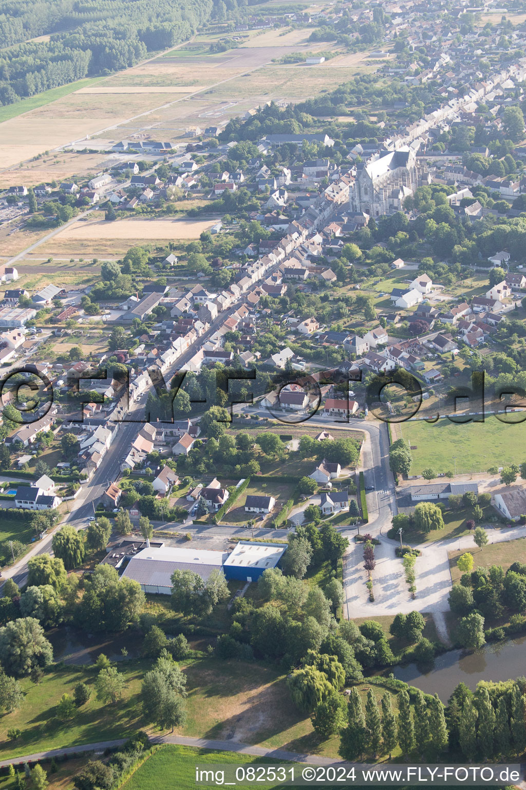 Aerial view of Cléry-Saint-André in the state Loiret, France