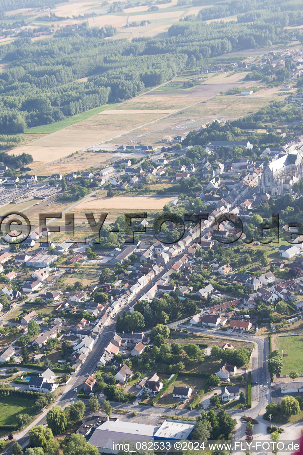 Oblique view of Cléry-Saint-André in the state Loiret, France