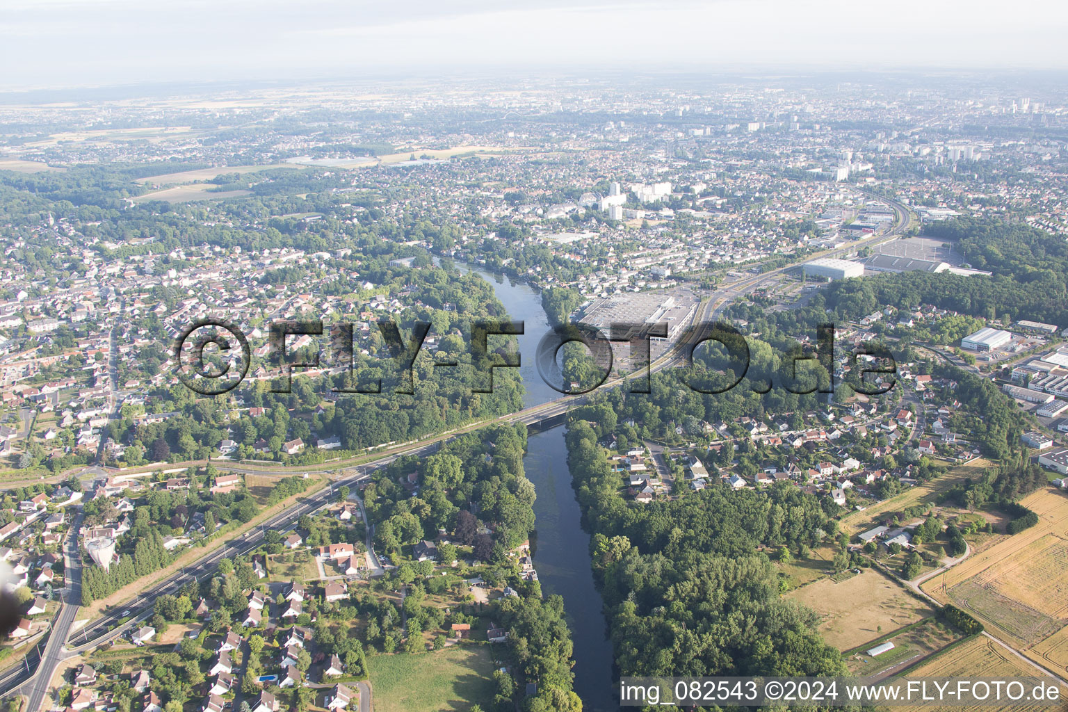 Oblique view of Orleans in Olivet in the state Loiret, France