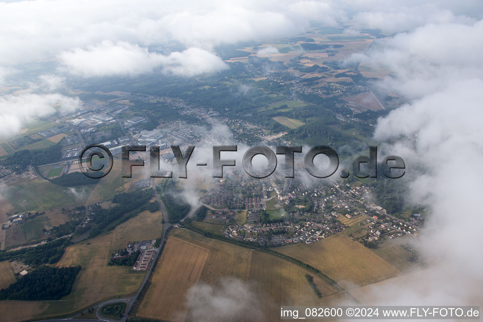 Aerial view of Amilly in the state Loiret, France